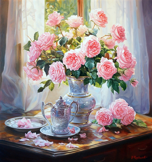 Painting for sale online - Morning roses