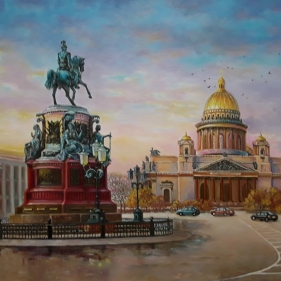 Painting for sale online - St. Isaac's Square in St. Petersburg