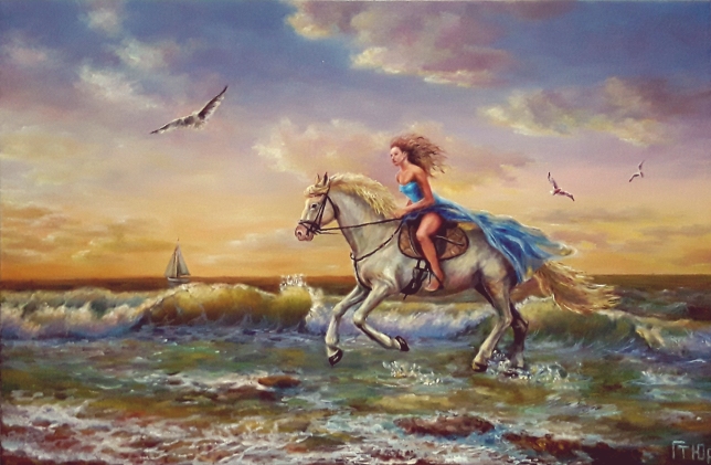 Painting for sale online - Running on the waves