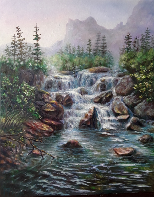 Painting for sale online - The coolness from the mountains flows like a waterfall