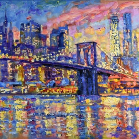 Painting for sale online - New York Brooklyn Bridge at Sunset