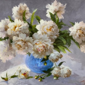 Painting for sale online - Peonies in a blue vase