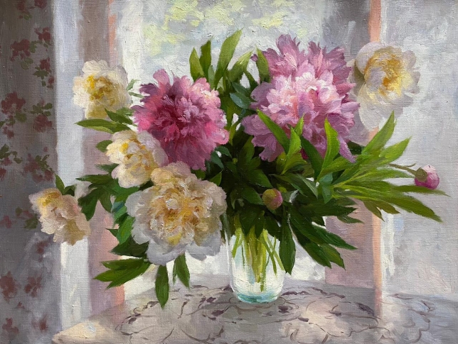 Painting for sale online - Bouquet of peonies