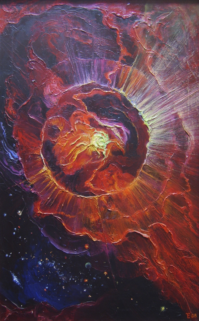 Painting for sale online - Triptych: Birth of a Galaxy. Left side: Supernova