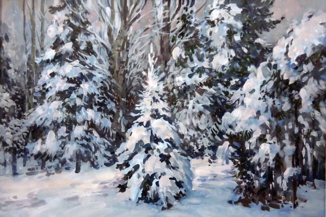 Painting for sale online - Snowy winter