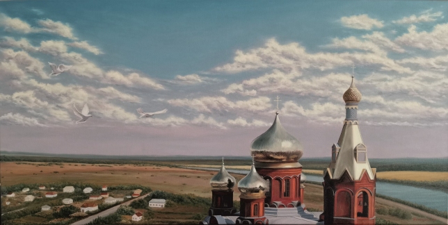 Painting for sale online - Domes of the Church of the Nativity of Christ, Ust-Donetsk region