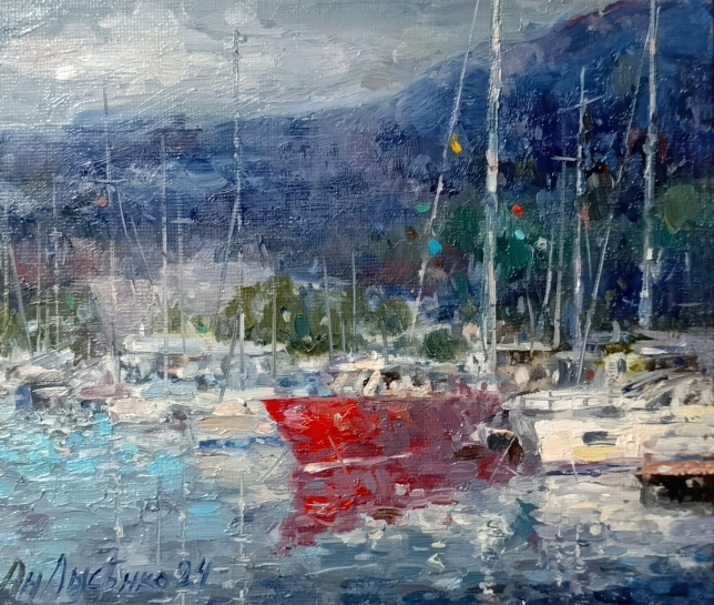 Painting for sale online - Red yacht