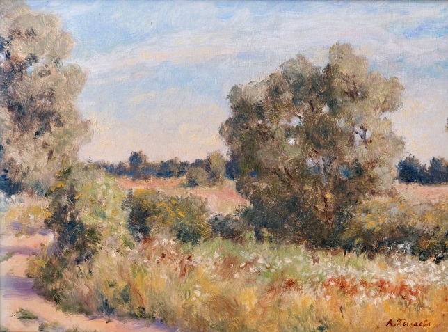 Painting for sale online - An August afternoon sketch with a road