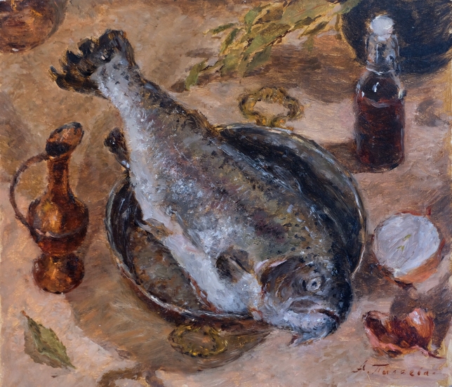 Painting for sale online - Still life with trout