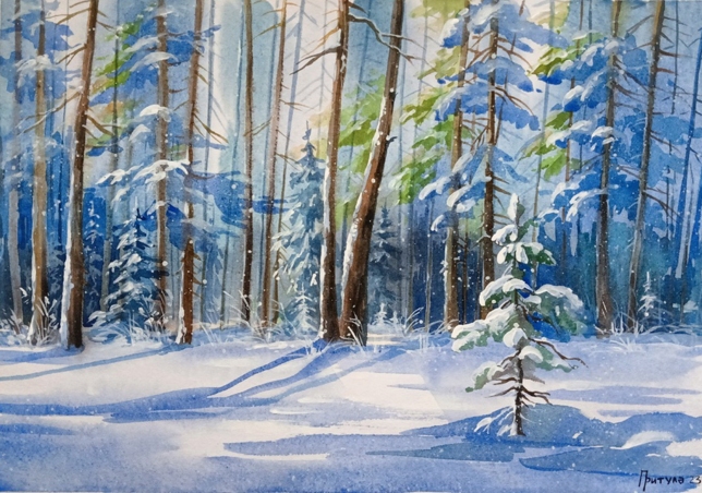 Painting for sale online - Snowy morning