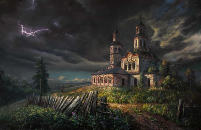 Painting for sale online - Thunderstorm, ray of sunshine
