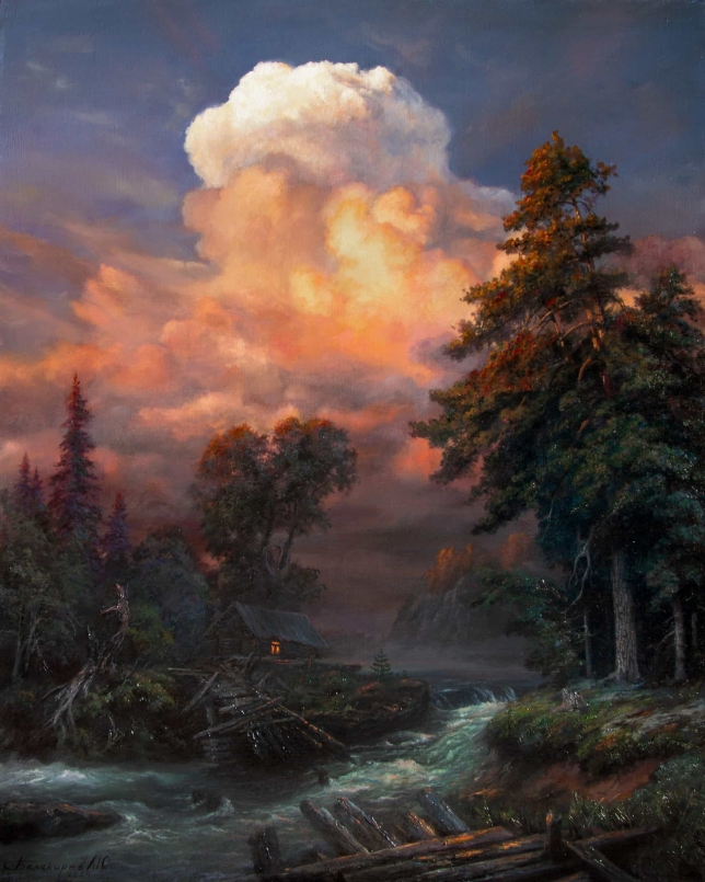 Painting for sale online - Waiting for the darkness. Elements.