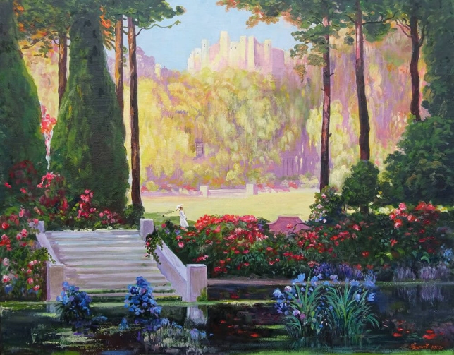 Painting for sale online - The Romantic Garden (based on Thomas Edwin Mostyn)