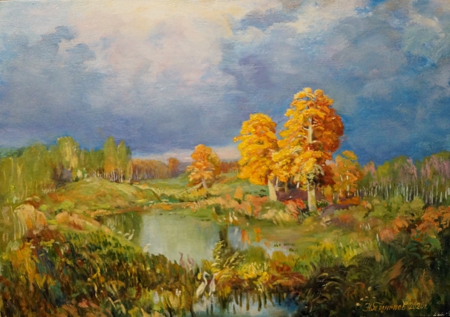 Painting for sale online - Swamp in the forest. Autumn. (copy of the painting by F. Vasiliev)