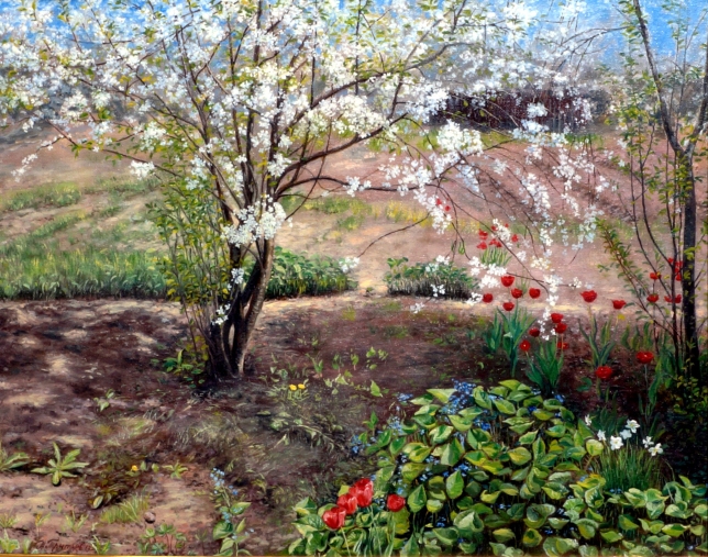 Painting for sale online - The cherry tree has blossomed.
