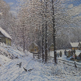 Painting for sale online - Winter day in the village