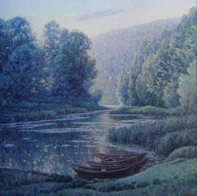 Painting for sale online - Morning on the river