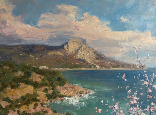 Painting for sale online - Deep harbor. Blossoming almond