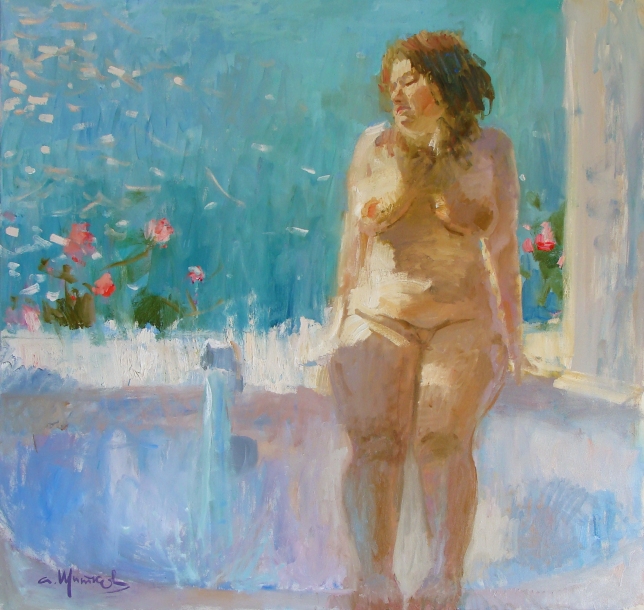 Painting for sale online - Bathroom with sea view