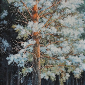 Painting for sale online - Pine tree in frost