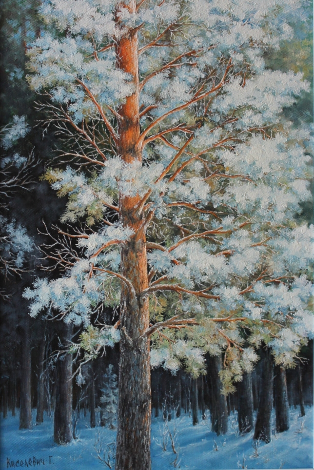 Painting for sale online - Pine tree in frost