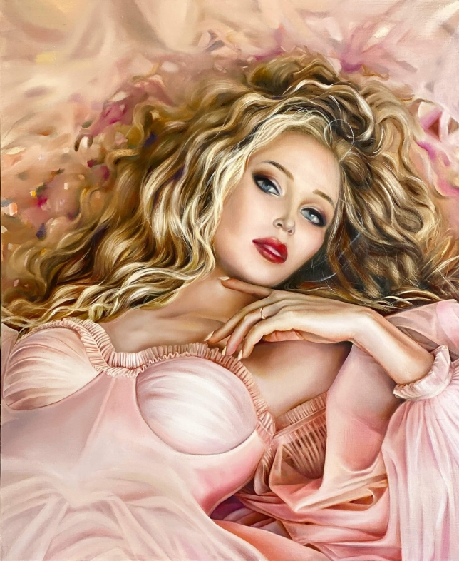 Painting for sale online - Girl in pink