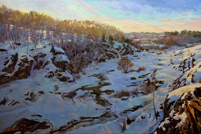 Painting for sale online - A river bound by ice