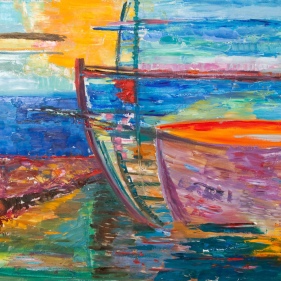 Painting for sale online - Yalta. Old boats