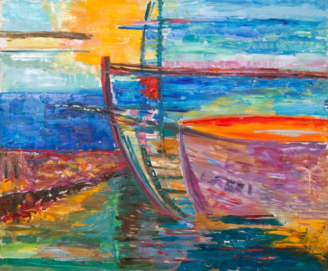 Painting for sale online - Yalta. Old boats
