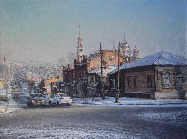 Painting for sale online - First snow in Saratov. Simbirskaya street