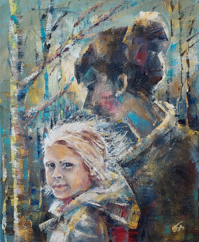 Painting for sale online - Sisters. Conversation