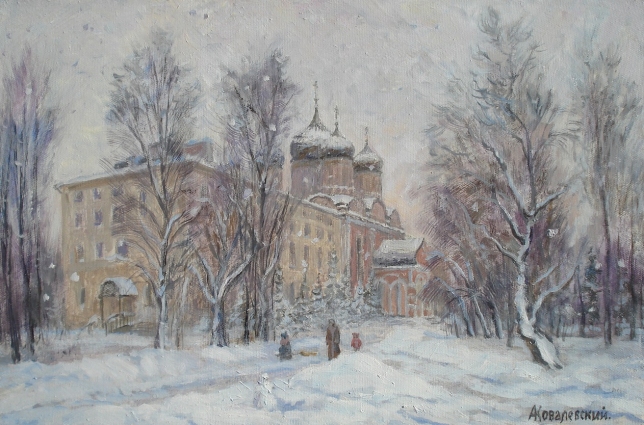 Painting for sale online - Winter in the Izmailovo estate. Pokrovsky Cathedral