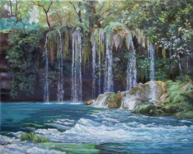 Painting for sale online - Waterfall in Antalya