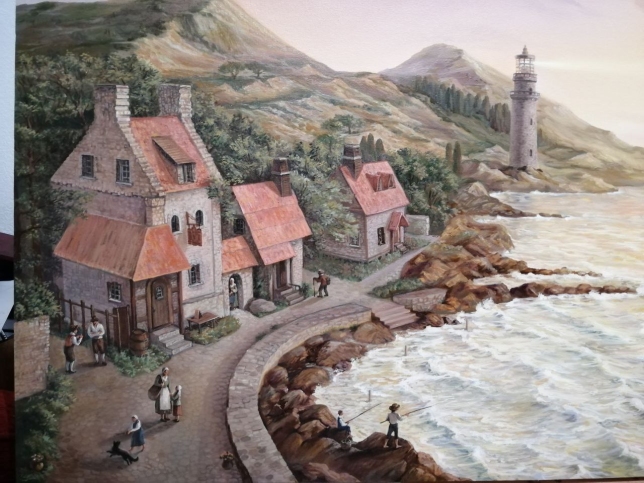 Painting for sale online - A town by the sea