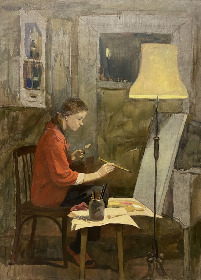 Painting for sale online - Interior. The artist at work