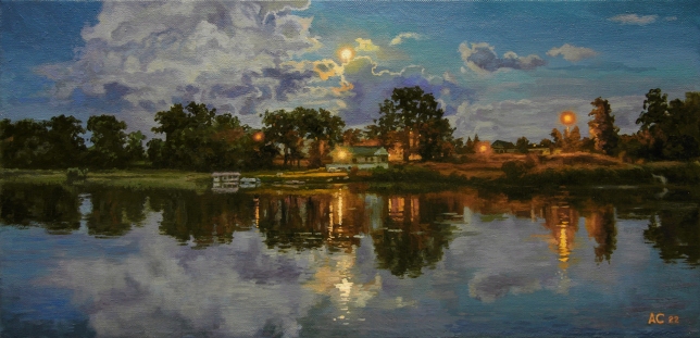 Painting for sale online - Evening on the river