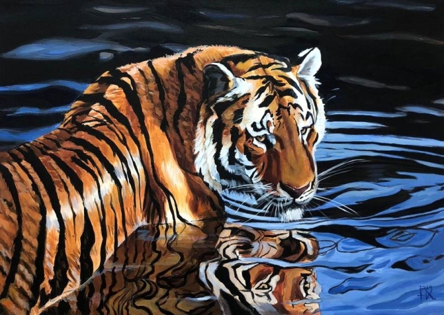 Painting for sale online - Tiger in the Water