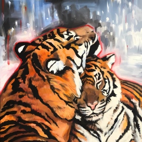 Painting for sale online - Tigers, hugs