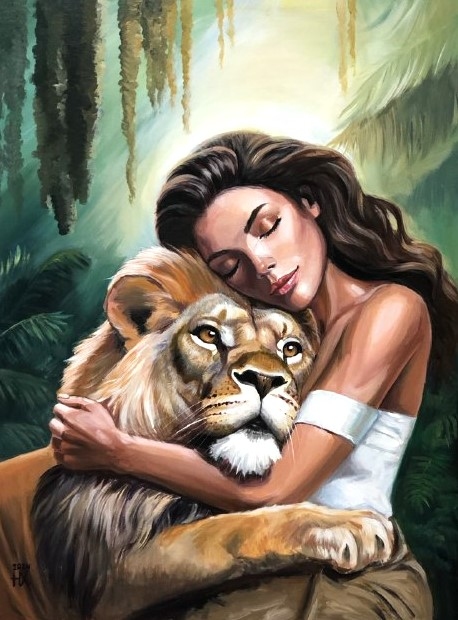 Painting for sale online - The Girl and the Lion