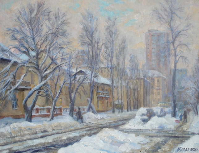 Painting for sale online - Snowy winter on 12th Parkovaya Street