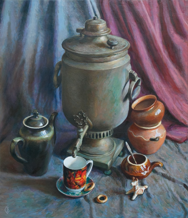 Painting for sale online - Still life with a samovar