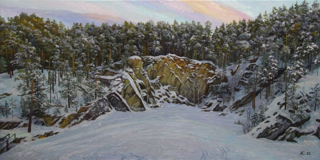 Painting for sale online - The lake was covered with snow
