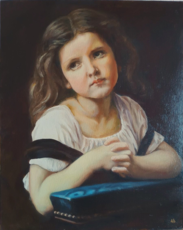 Painting for sale online - Free copy of the painting by Adolphe William Bouguereau. Prayer