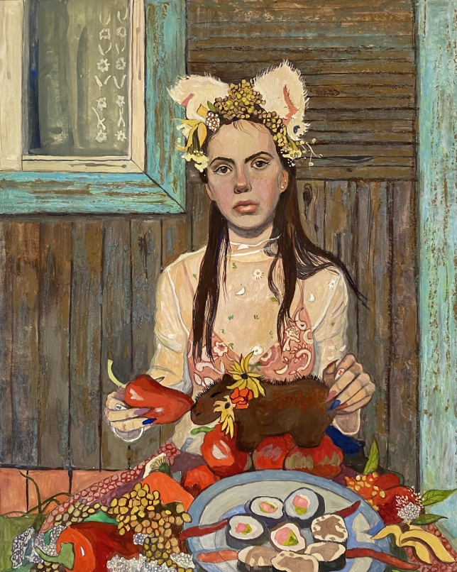 Painting for sale online - Self-portrait with a capybara