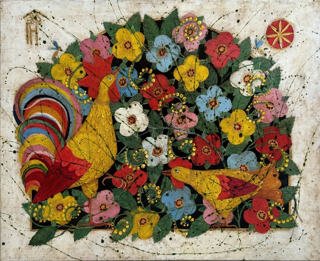 Painting for sale online - Rooster and hen