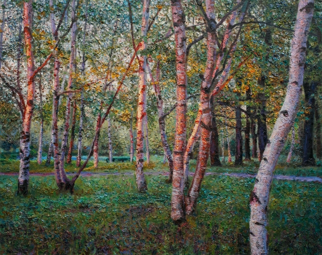 Painting for sale online - Birches in the Botanical Garden