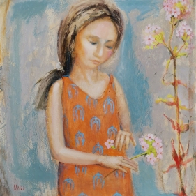 Painting for sale online - Girl with a flower 