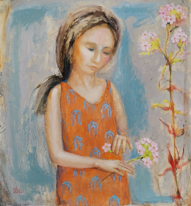 Painting for sale online - Girl with a flower 