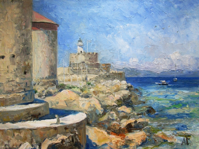 Painting for sale online - Lighthouse of Rhodes