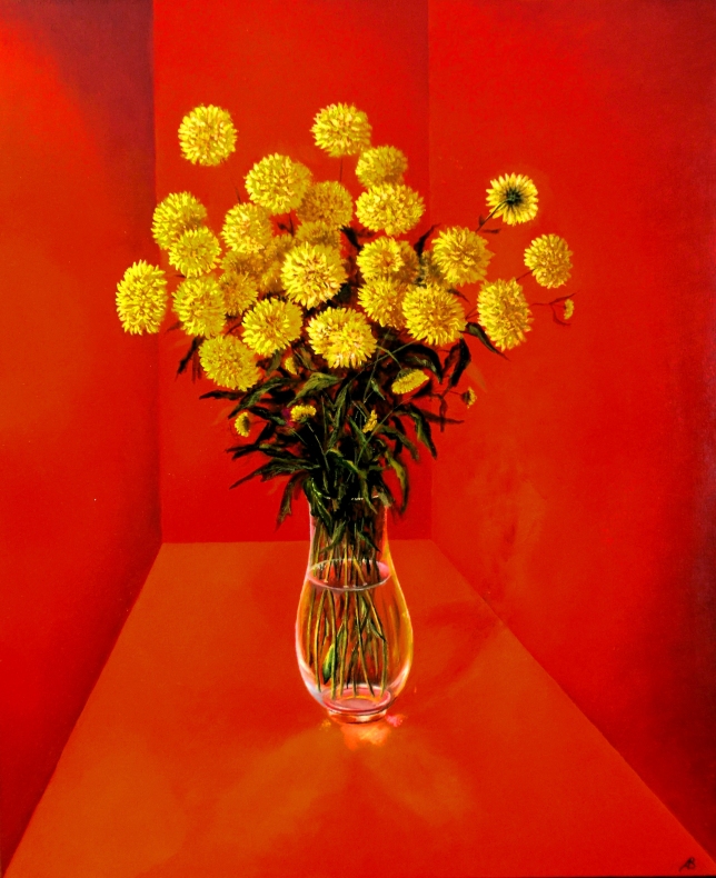 Painting for sale online - Yellow Flowers on Red